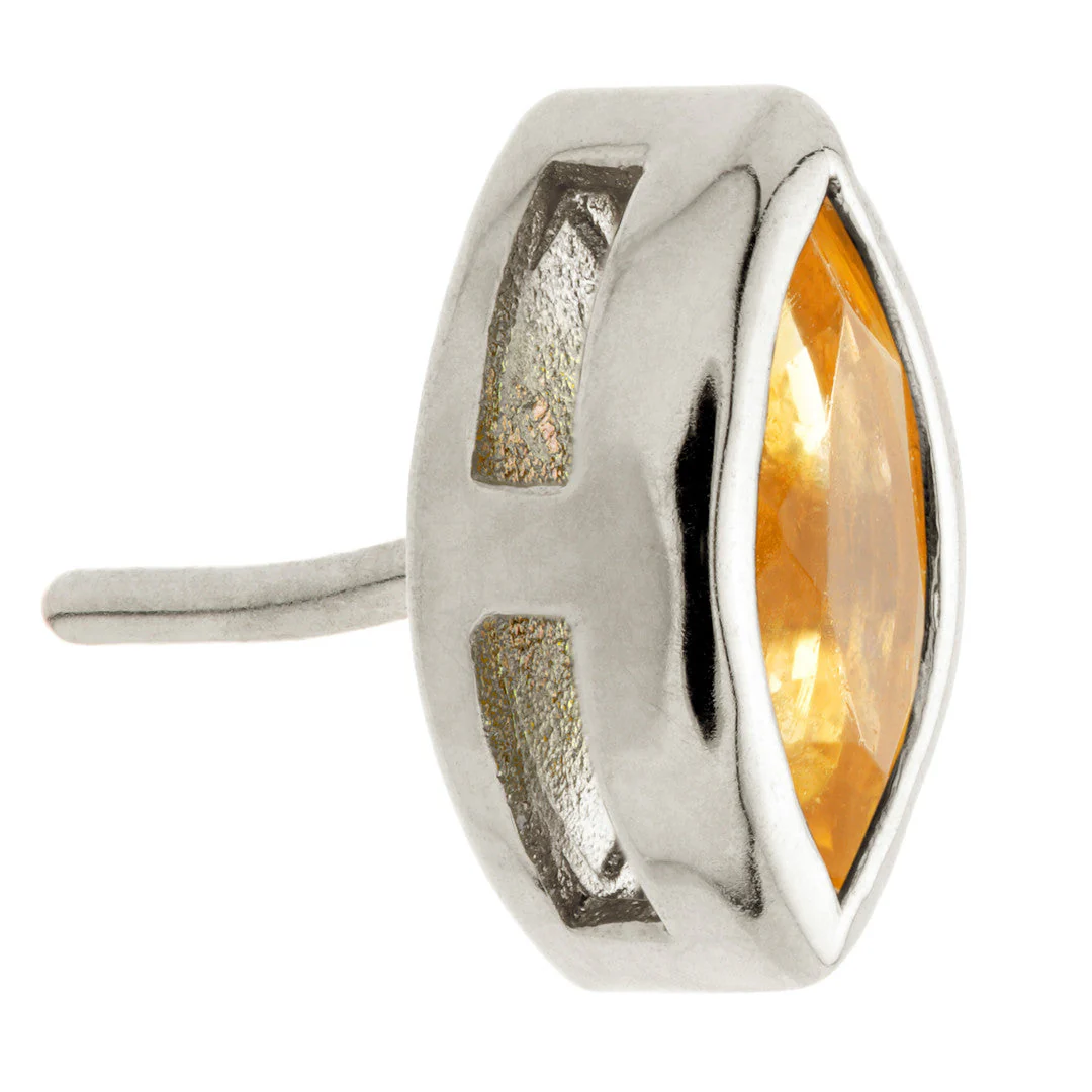 TL - 14ct Gold Threadless Citrine Marquise Pin Attachment - Image 5