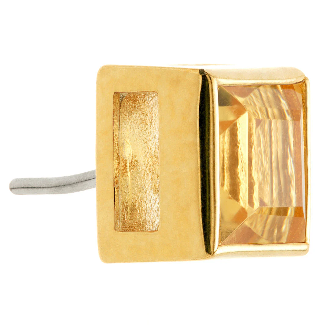 TL - 14ct Gold Threadless Citrine Square Pin Attachment-14K-Y - Image 2