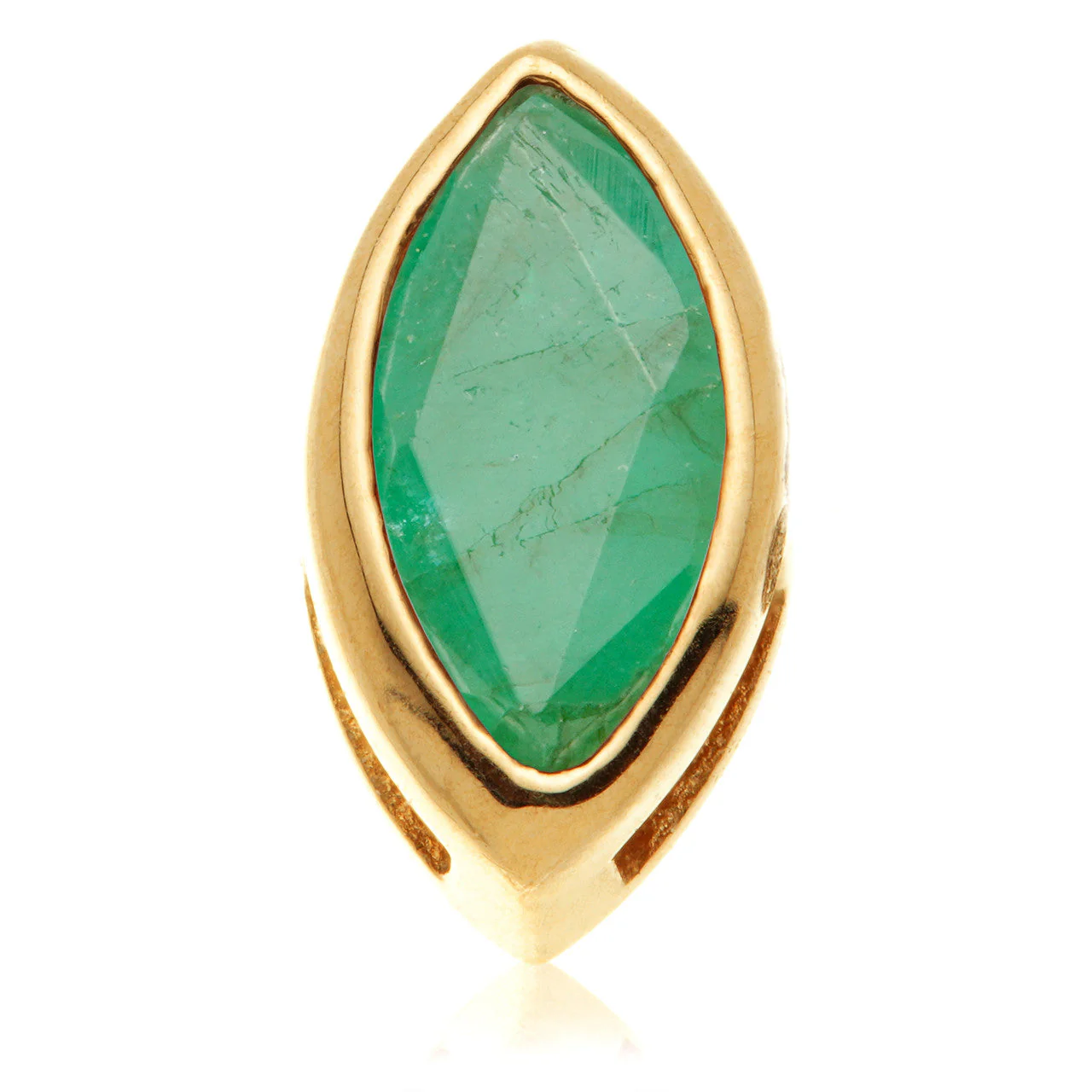 TL - 14ct Gold Threadless Emerald Marquise Pin Attachment