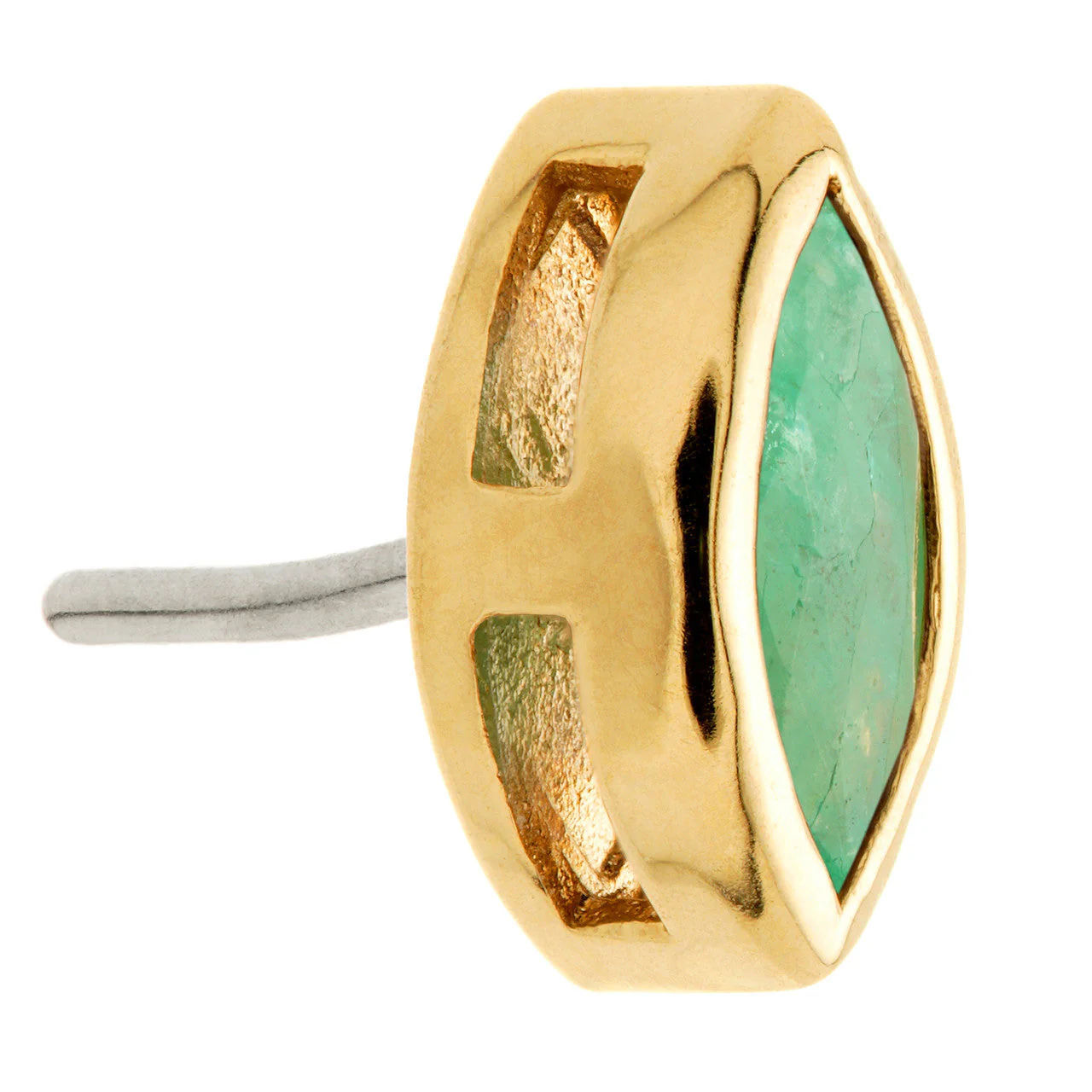 TL - 14ct Gold Threadless Emerald Marquise Pin Attachment - Image 4