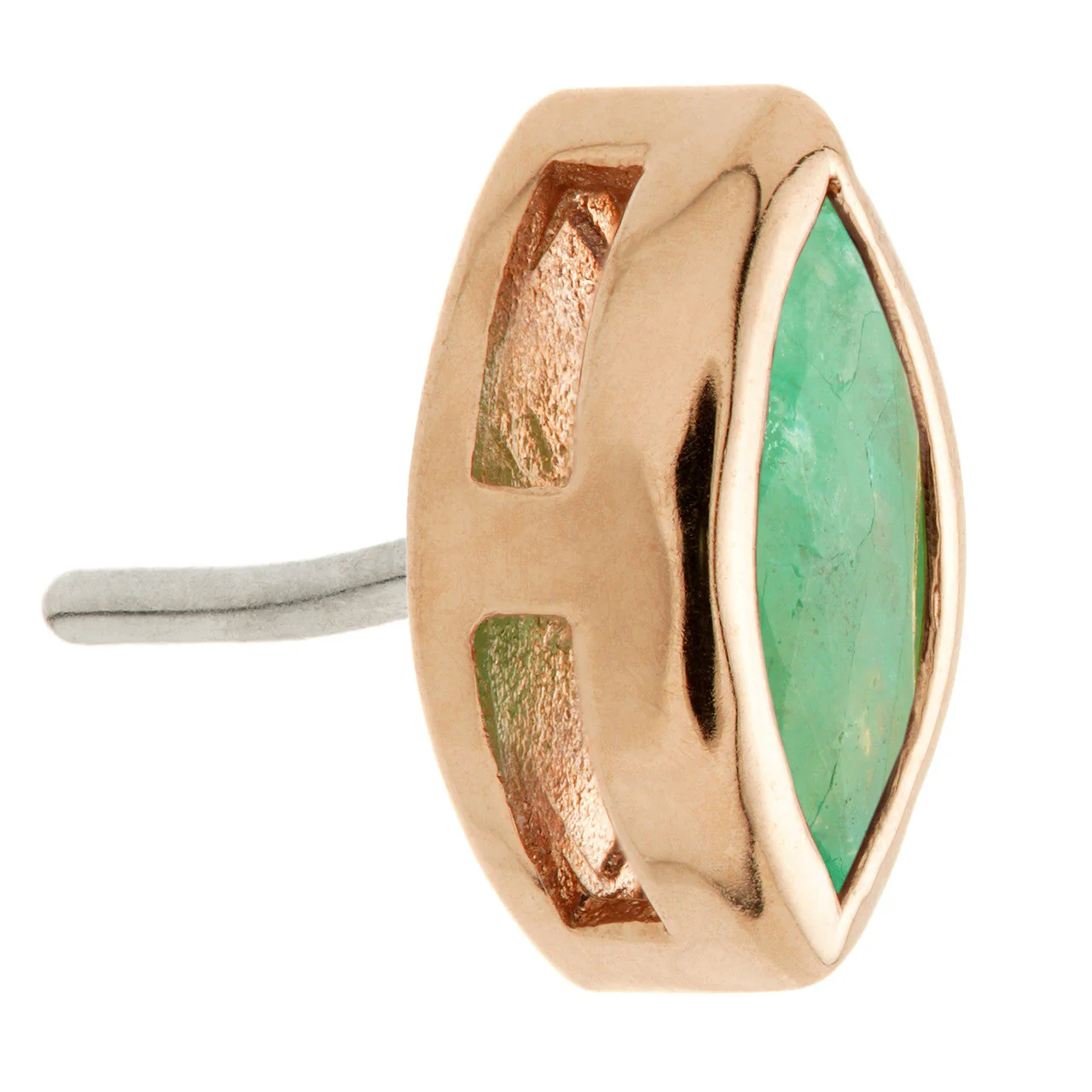 TL - 14ct Gold Threadless Emerald Marquise Pin Attachment - Image 6