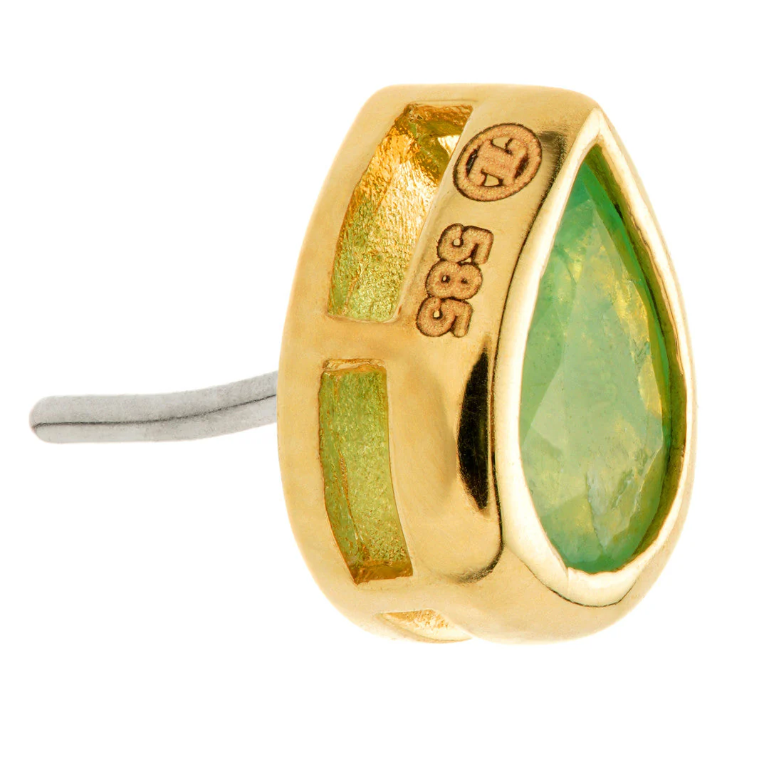 TL - 14ct Gold Threadless Emerald Pear Pin Attachment - Image 2