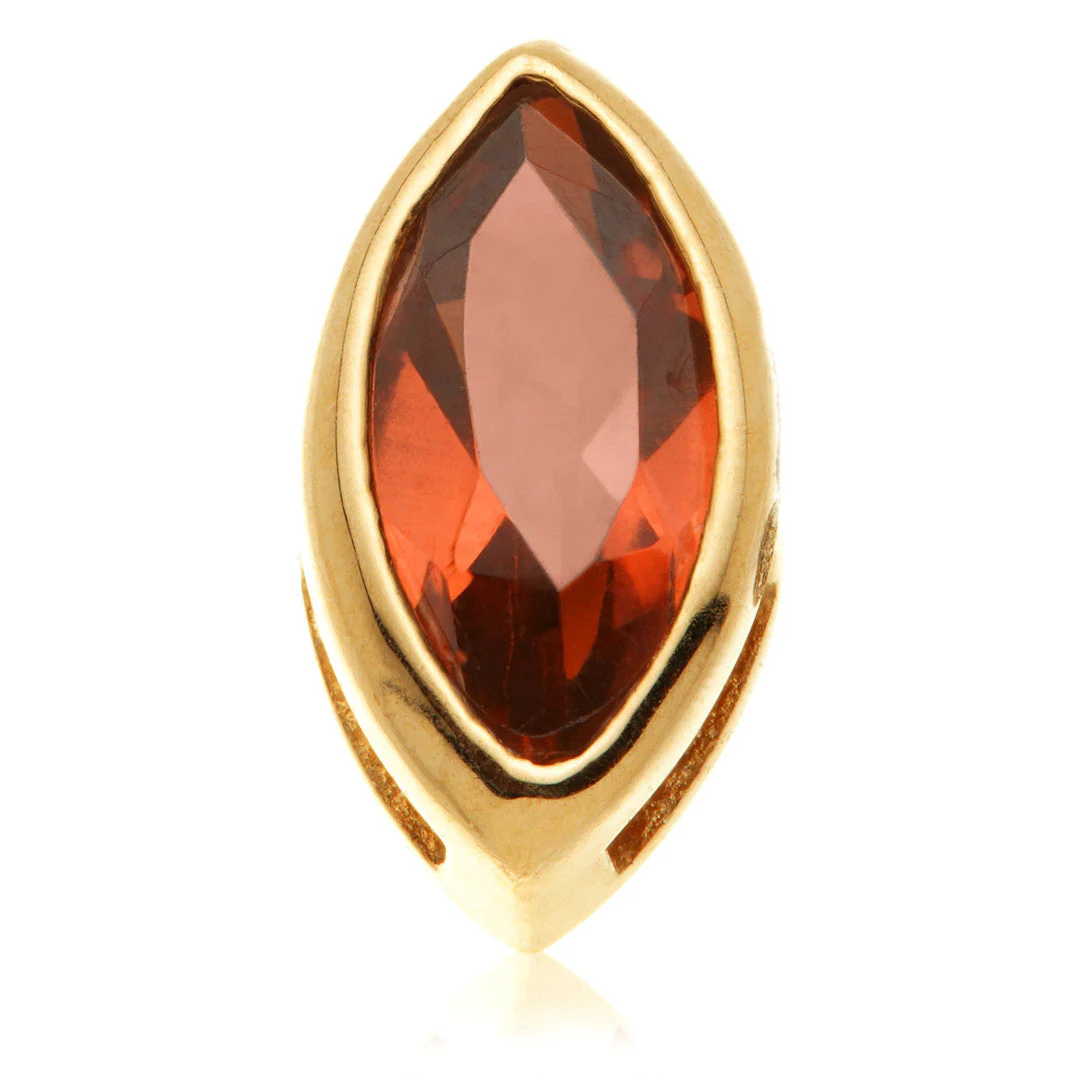 TL - 14ct Gold Threadless Garnet Marquise Pin Attachment - Image 6