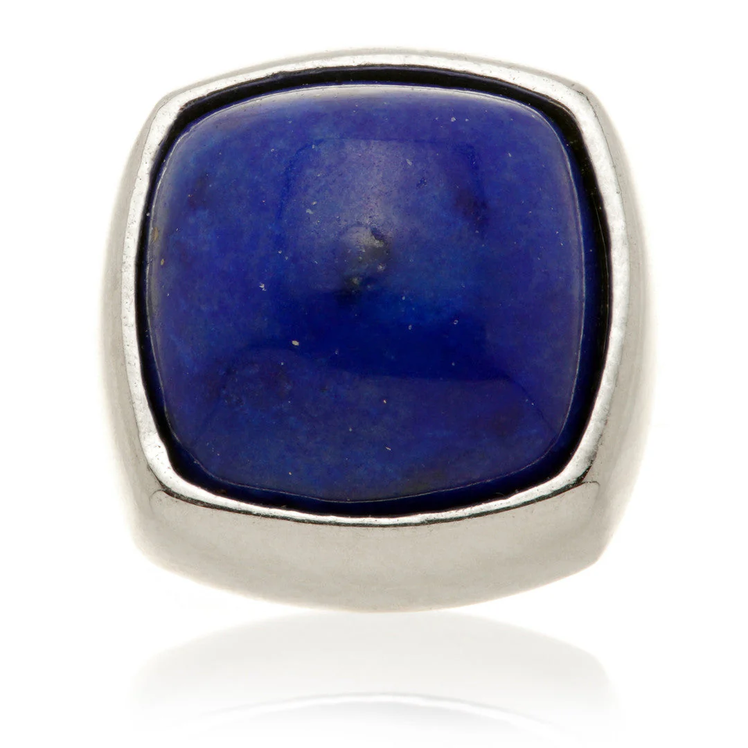 TL - 14ct Gold Threadless Lapis Cabochon Cushion Pin Attachment - Image 2