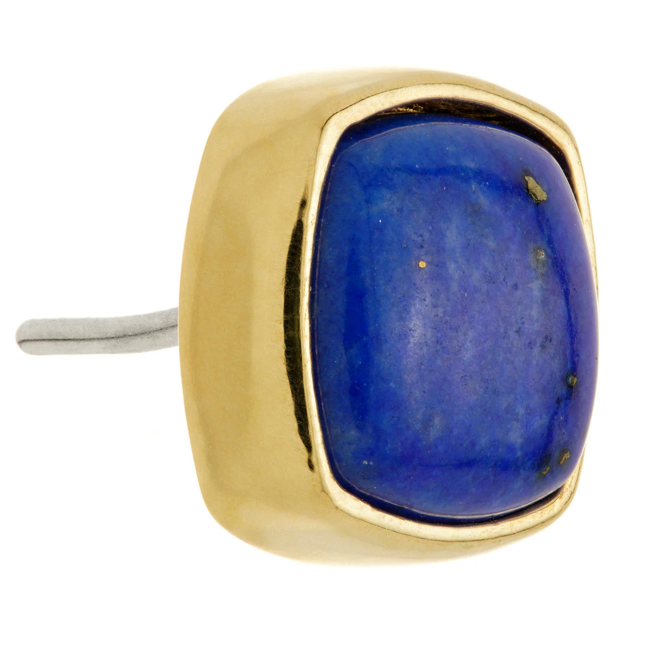 TL - 14ct Gold Threadless Lapis Cabochon Cushion Pin Attachment - Image 3