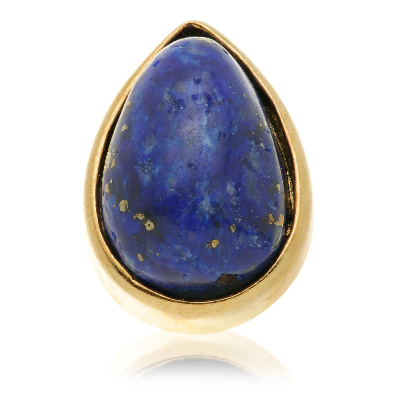 TL - 14ct Gold Threadless Lapis Cabochon Pear Pin Attachment