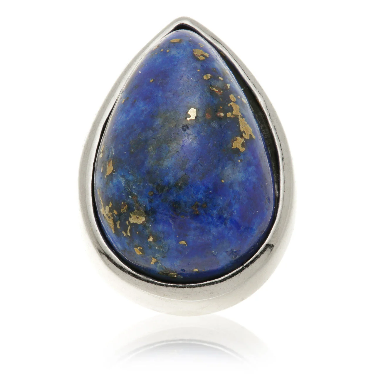 TL - 14ct Gold Threadless Lapis Cabochon Pear Pin Attachment - Image 4