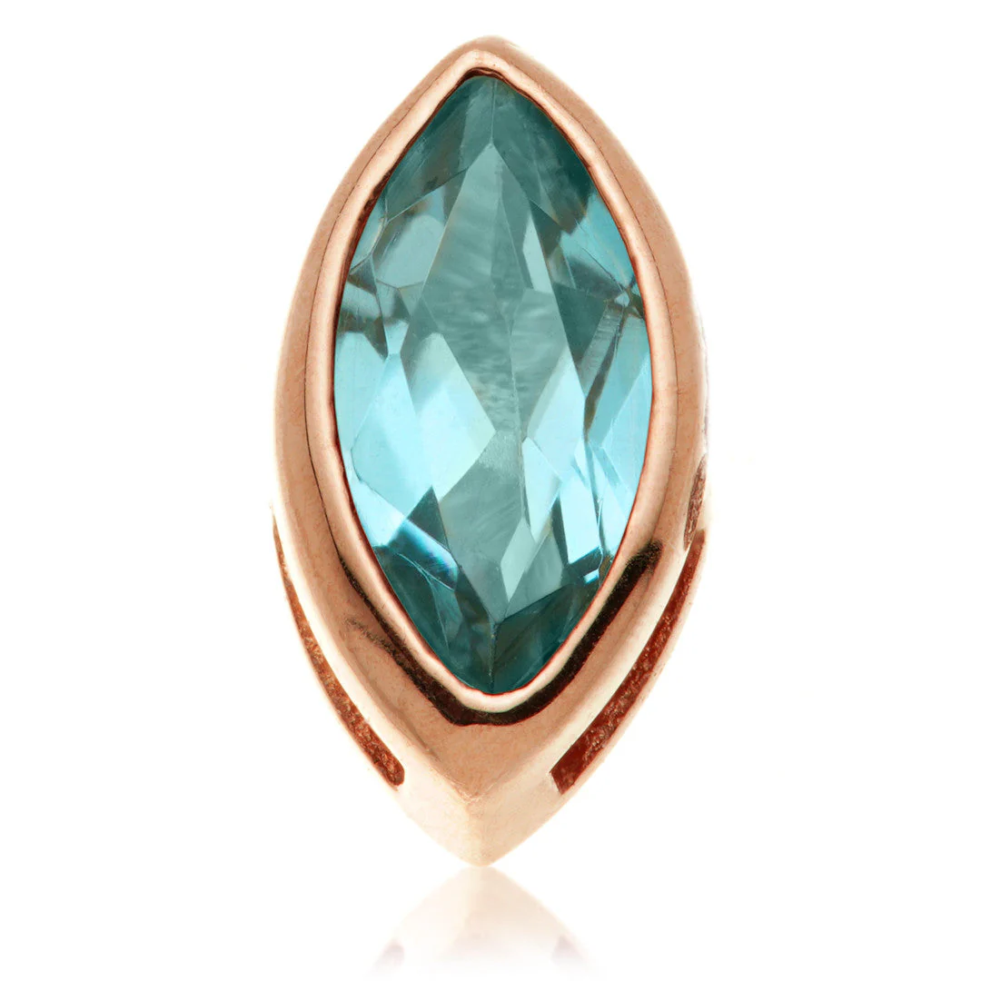 TL - 14ct Gold Threadless London Blue Topaz Marquise Pin Attachment - Image 2