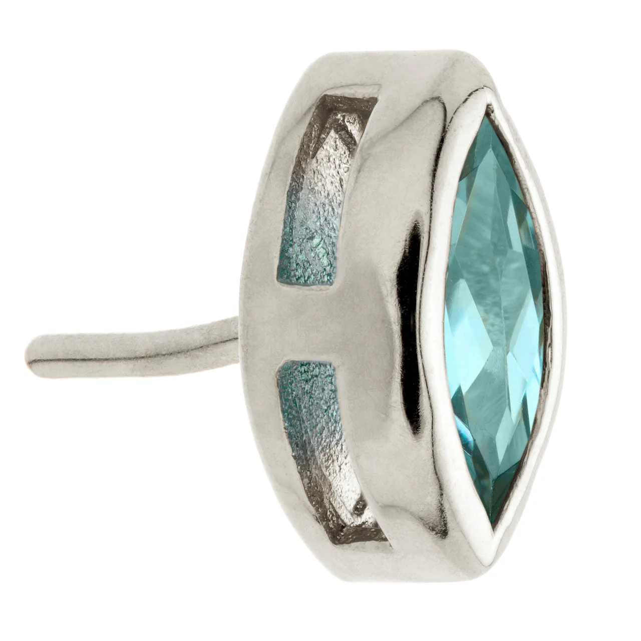 TL - 14ct Gold Threadless London Blue Topaz Marquise Pin Attachment - Image 4
