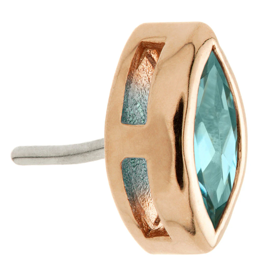 TL - 14ct Gold Threadless London Blue Topaz Marquise Pin Attachment - Image 5