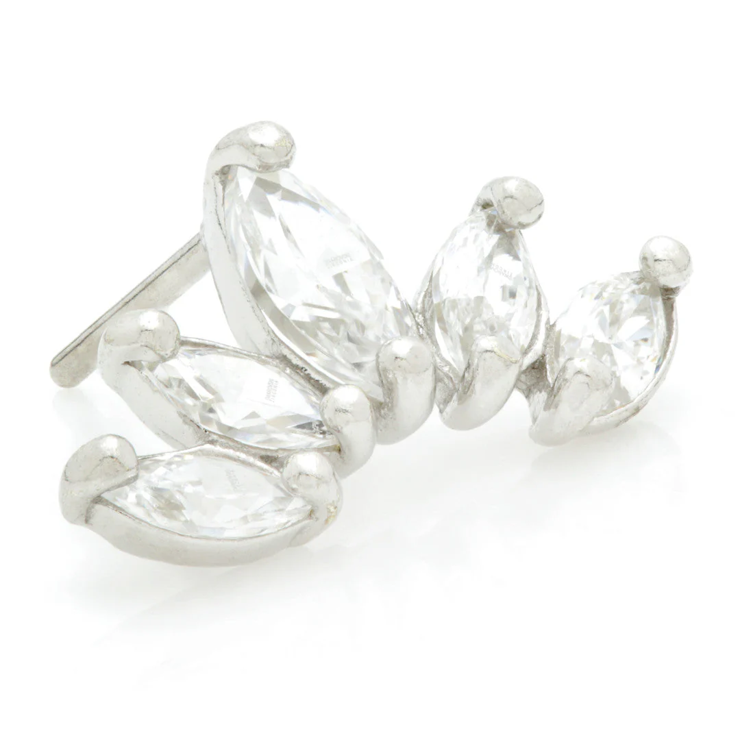 TL - 14ct Gold Threadless Marquise Crescent Gem Pin Attachment