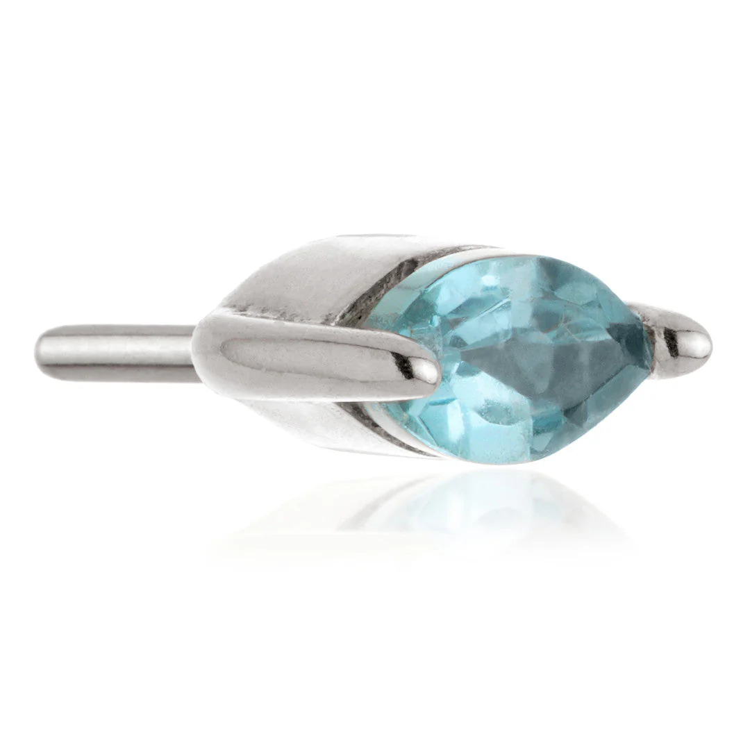 TL - 14ct Gold Threadless Marquise London Blue Topaz Pin Attachment - Image 2
