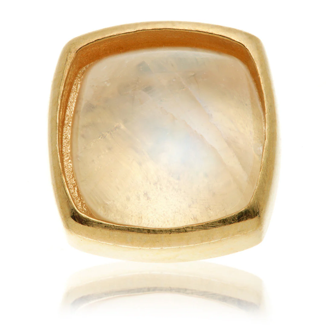 TL - 14ct Gold Threadless Moonstone Cabochon Cushion Pin Attachment