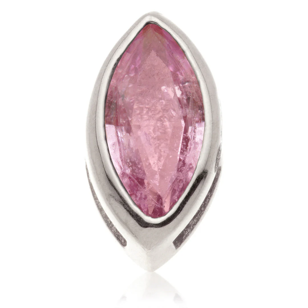 TL - 14ct Gold Threadless Multi Sapphire Marquise Pin Attachment - Image 4