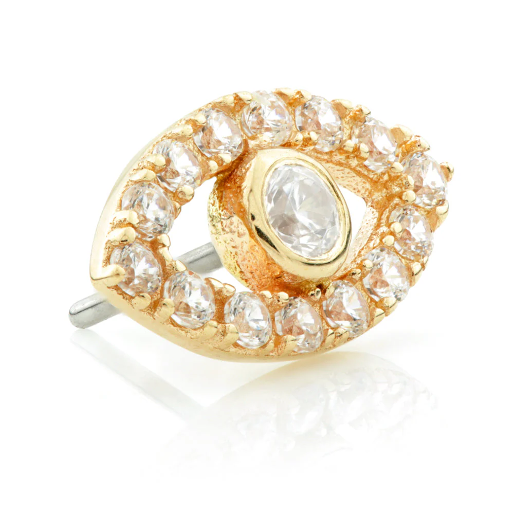 TL - 14ct Gold Threadless Pave Set Eye Attachment - Image 2