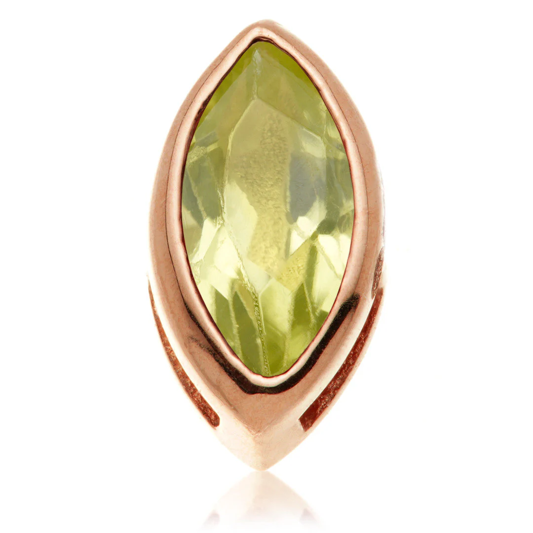 TL - 14ct Gold Threadless Peridot Marquise Pin Attachment - Image 4