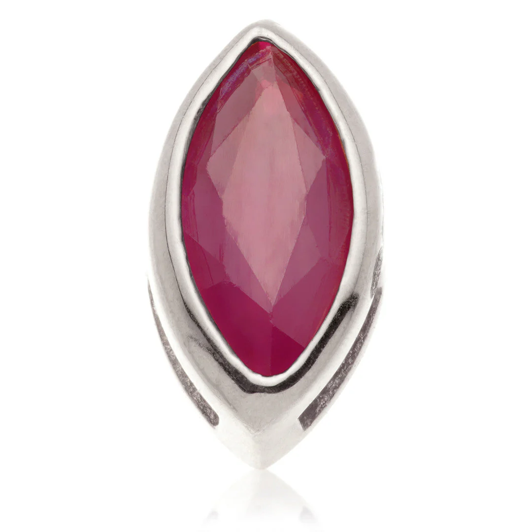TL - 14ct Gold Threadless Ruby Marquise Pin Attachment - Image 2