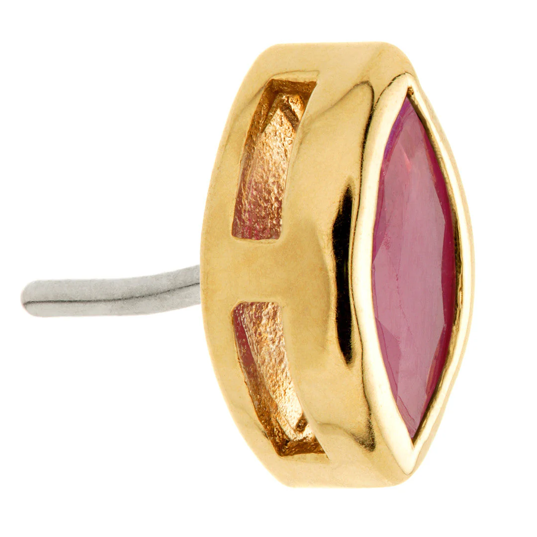 TL - 14ct Gold Threadless Ruby Marquise Pin Attachment - Image 3