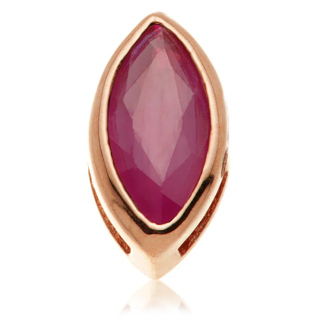 TL - 14ct Gold Threadless Ruby Marquise Pin Attachment - Image 6