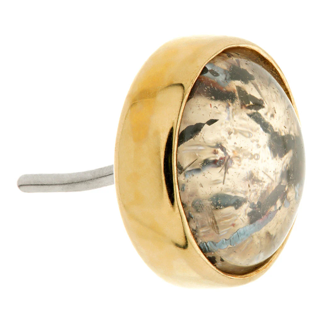 TL - 14ct Gold Threadless Rutilated Quartz Cabochon Round Pin Attachment - Image 3