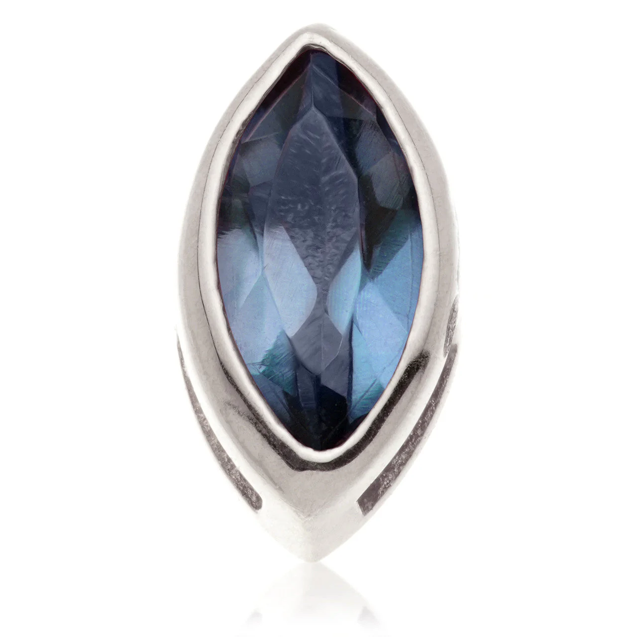 TL - 14ct Gold Threadless Sapphire Marquise Pin Attachment - Image 2