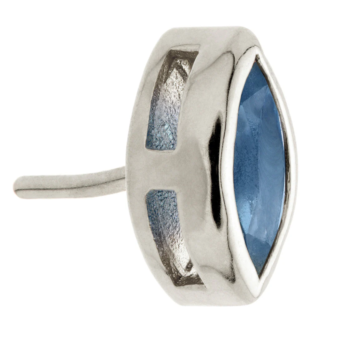 TL - 14ct Gold Threadless Sapphire Marquise Pin Attachment - Image 5