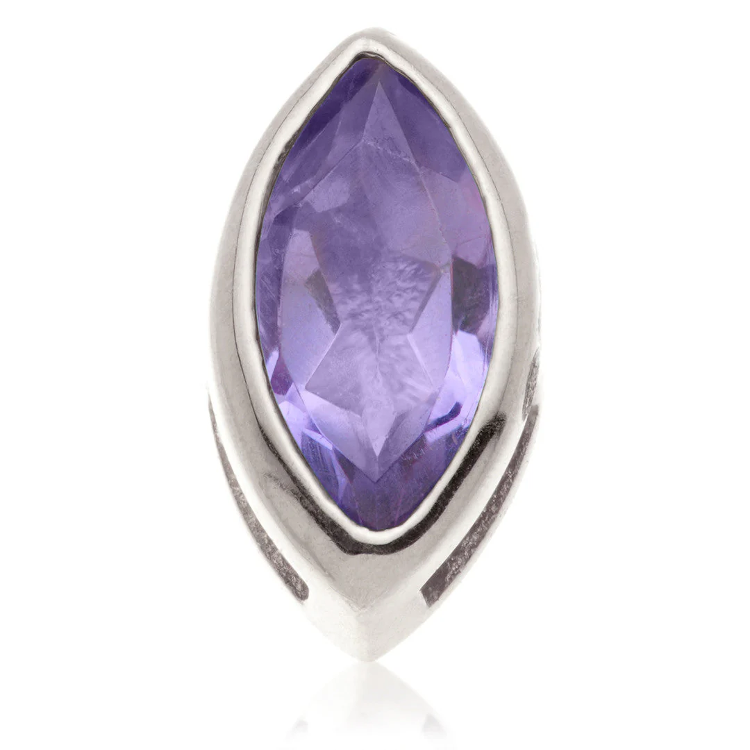 TL - 14ct Gold Threadless Tanzanite Marquise Pin Attachment - Image 2