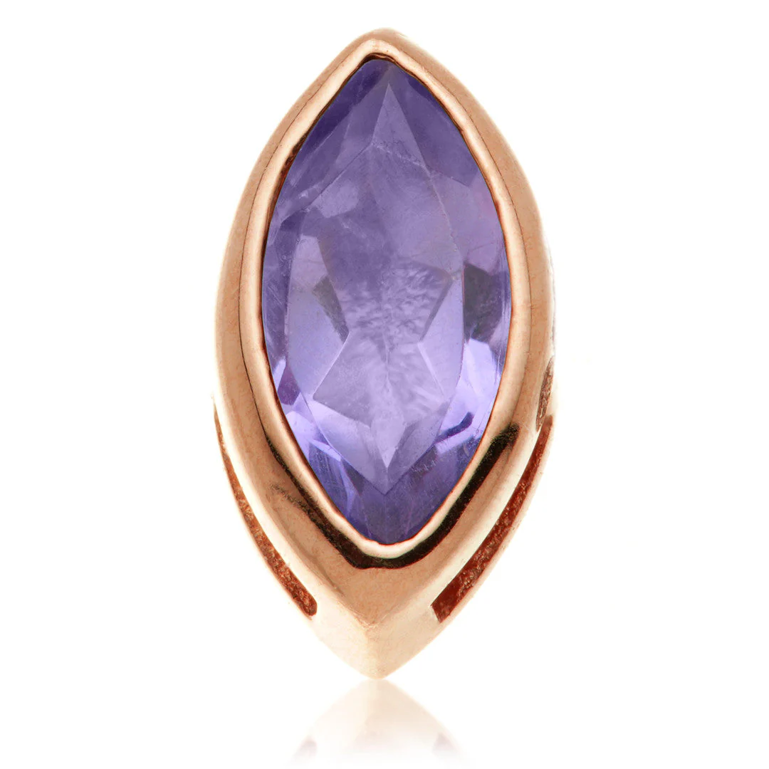 TL - 14ct Gold Threadless Tanzanite Marquise Pin Attachment - Image 3
