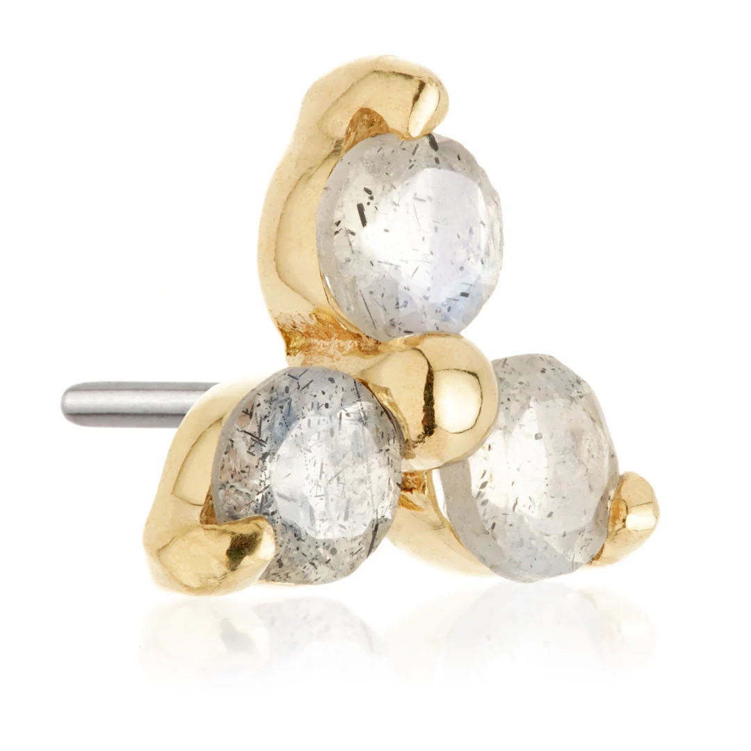 TL - 14ct Gold Threadless Trinity Labradorite Pin Attachment - Image 2
