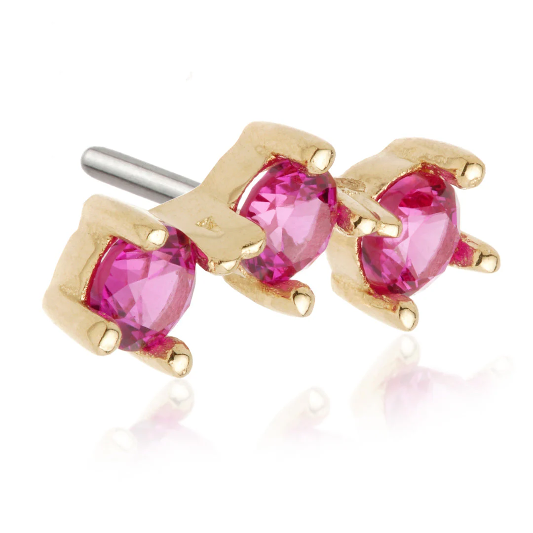 TL - 14ct Gold Triple Gem Pin Attachment - Image 3