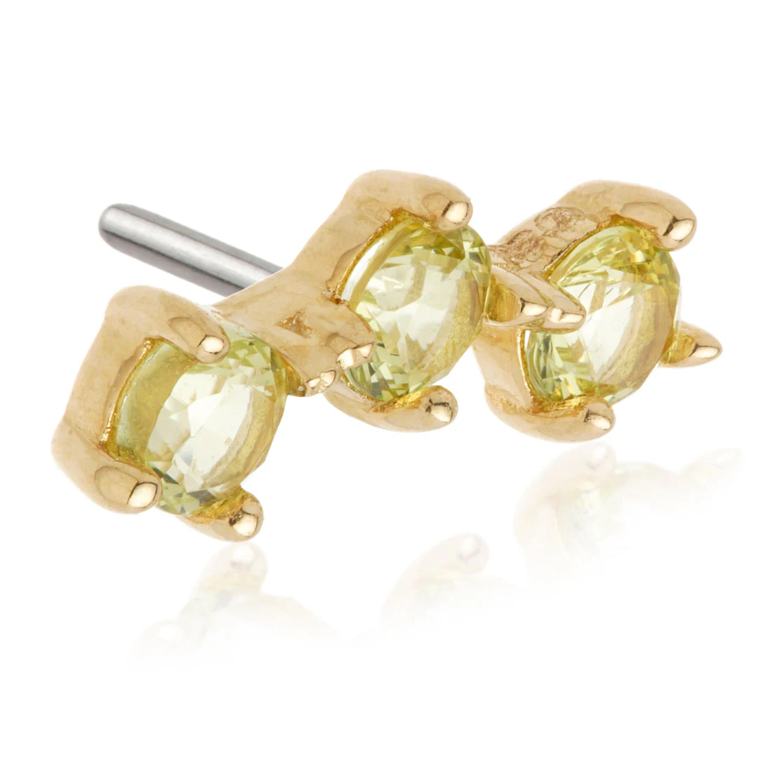 TL - 14ct Gold Triple Gem Pin Attachment - Image 4