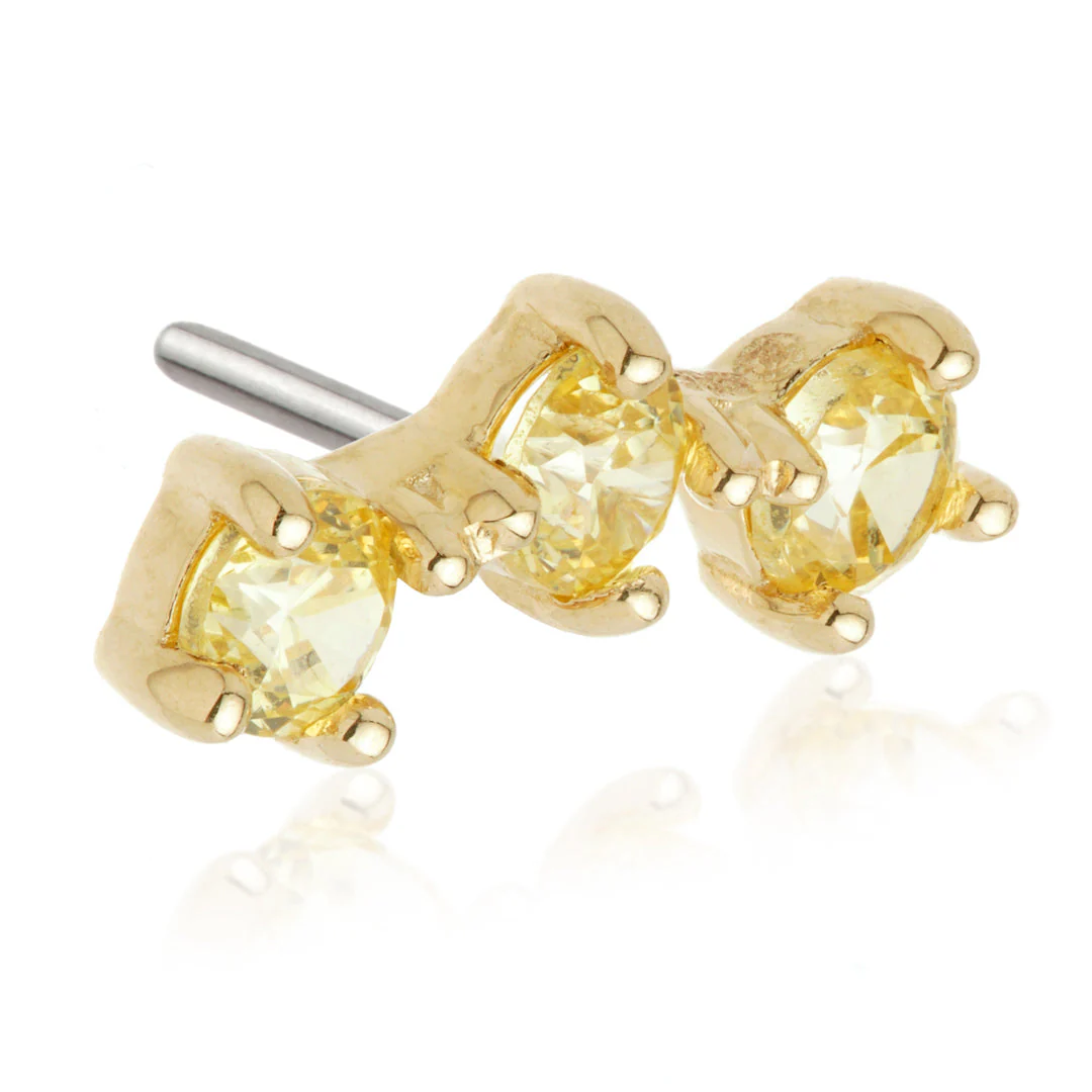 TL - 14ct Gold Triple Gem Pin Attachment - Image 9