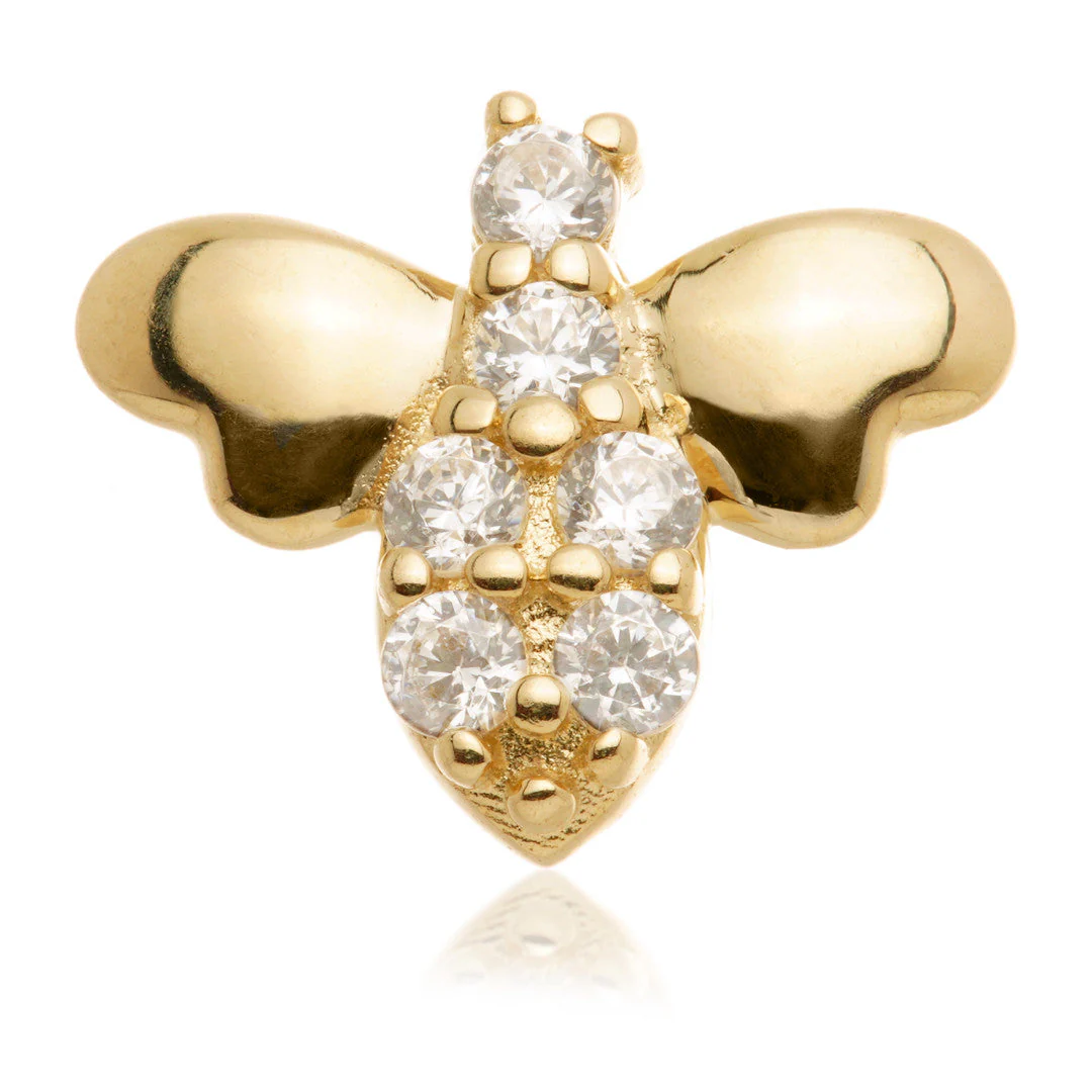 TL - 14ct Internal Gold Bee with Gem Body Attachment - Image 2