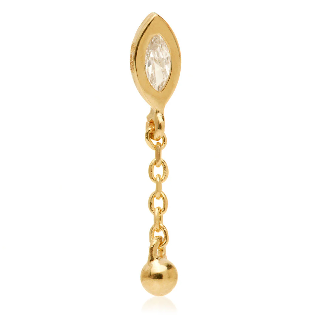 TL - 14ct Internal Jewelled Marquise & Ball Attachment - Image 2