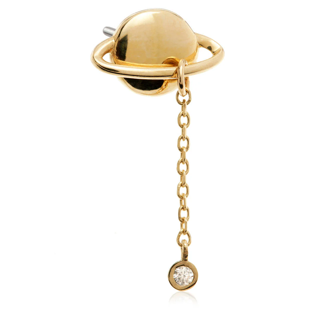 TL - 14ct Saturn with Hanging Gem Pin Attachment