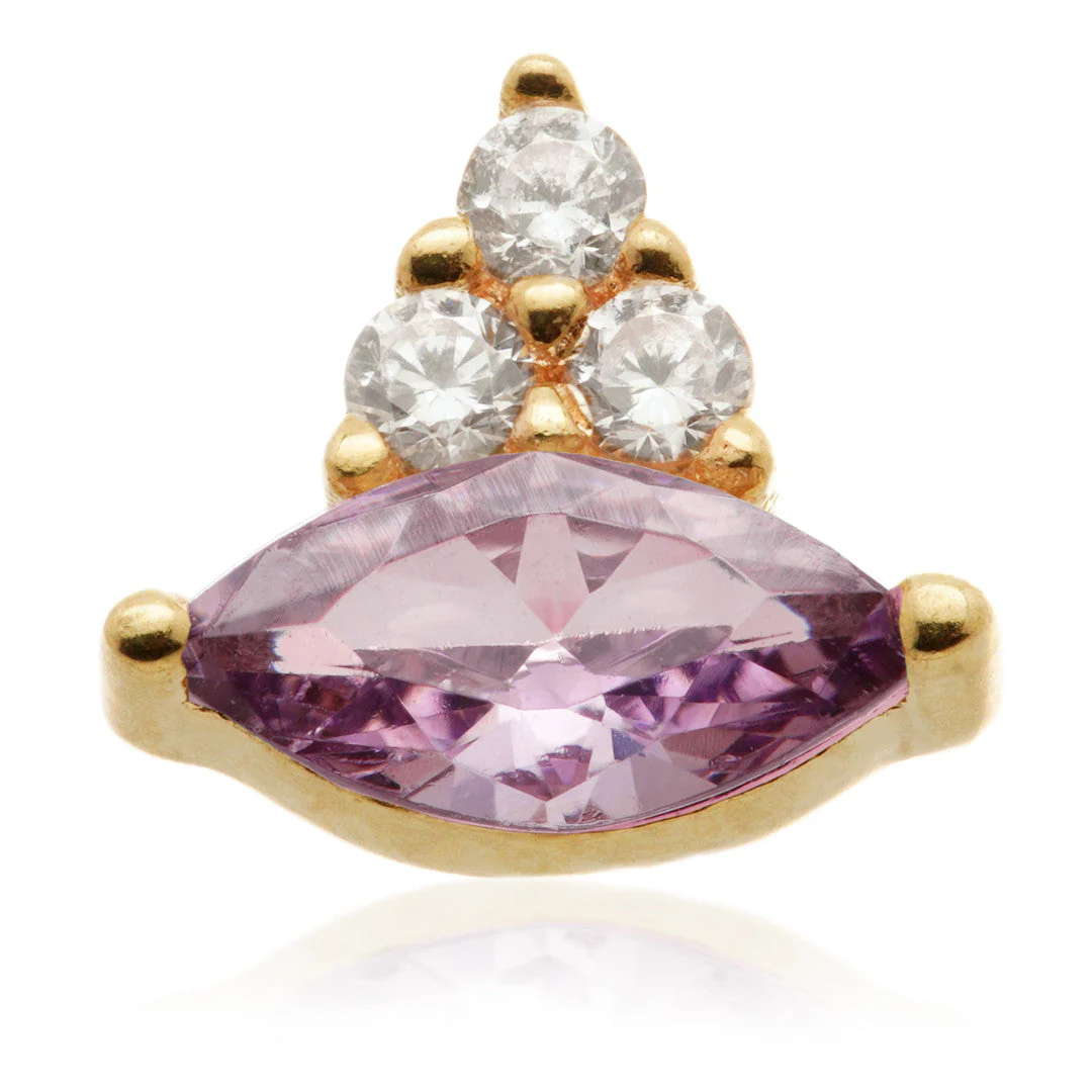 TL - 14ct Solid Gold Internal Marquise with Triple Gem Attachment