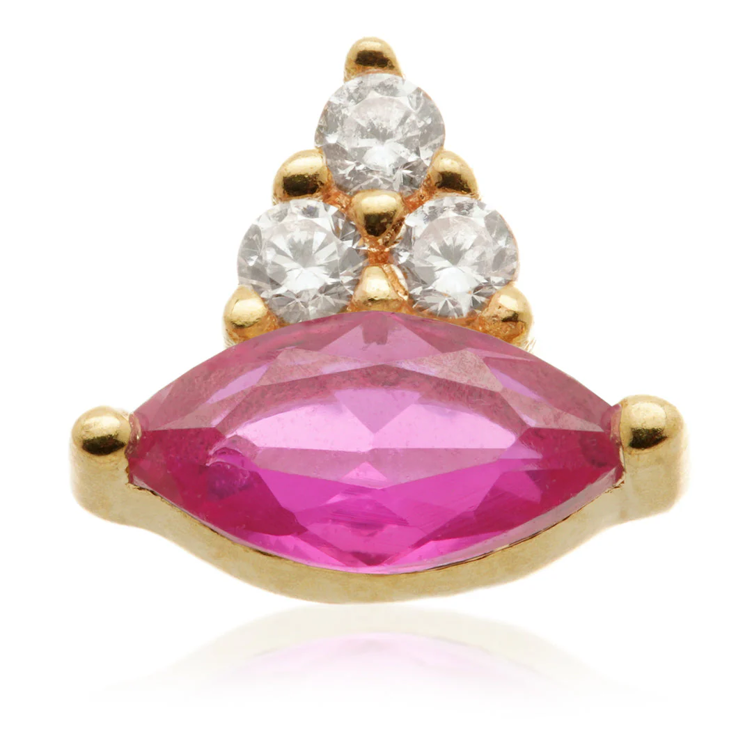 TL - 14ct Solid Gold Internal Marquise with Triple Gem Attachment - Image 3