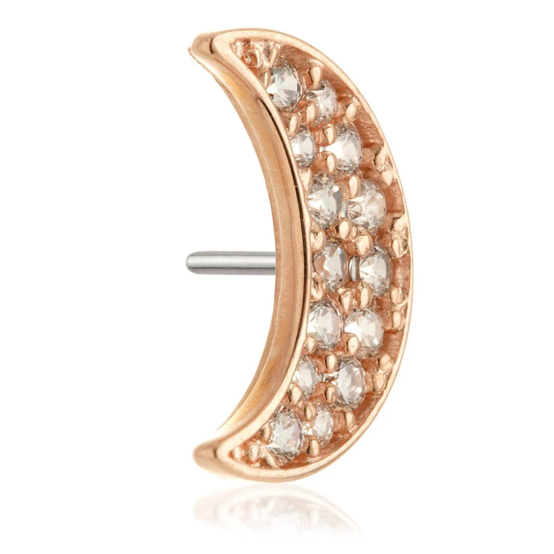 TL - 14ct Solid Gold Threadless Jewelled Crescent Moon Attachment - Image 2