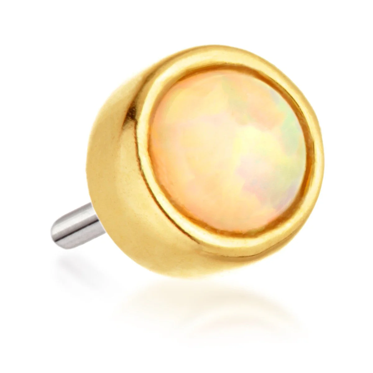 TL - 14ct Threadless Gold Bezel Set Opal Pin Attachment - Image 2