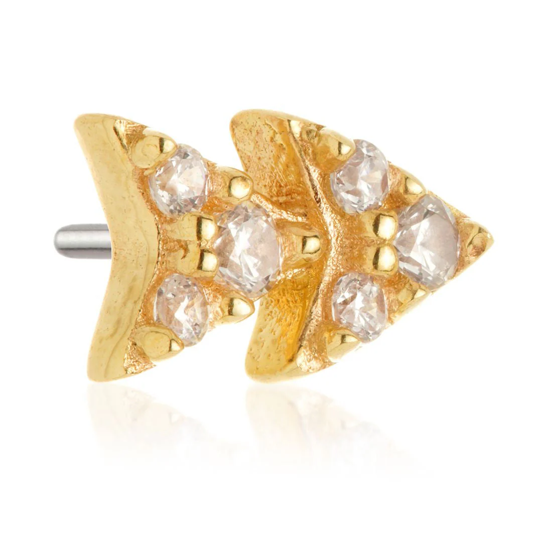 TL - 14ct Threadless Gold Double Arrow Attachment