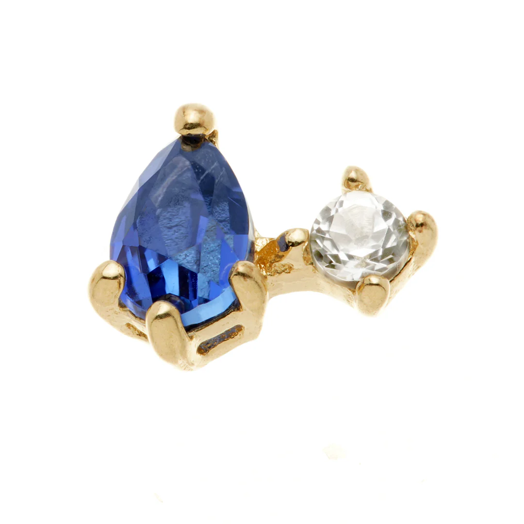 TL - 14ct Threadless Gold Double Coloured CZ Gem Pin Attachment - Image 2