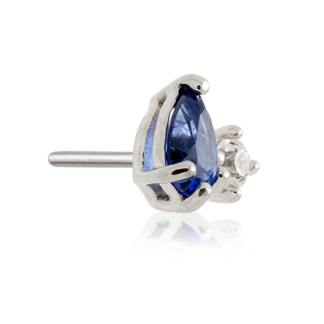 TL - 14ct Threadless Gold Double Coloured CZ Gem Pin Attachment - Image 8