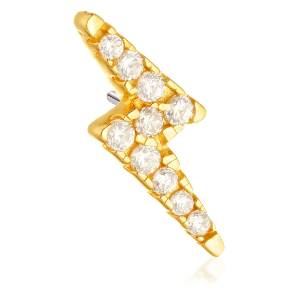 TL - 14ct Threadless Gold Gem Lightning Bolt Pin Attachment - Image 2