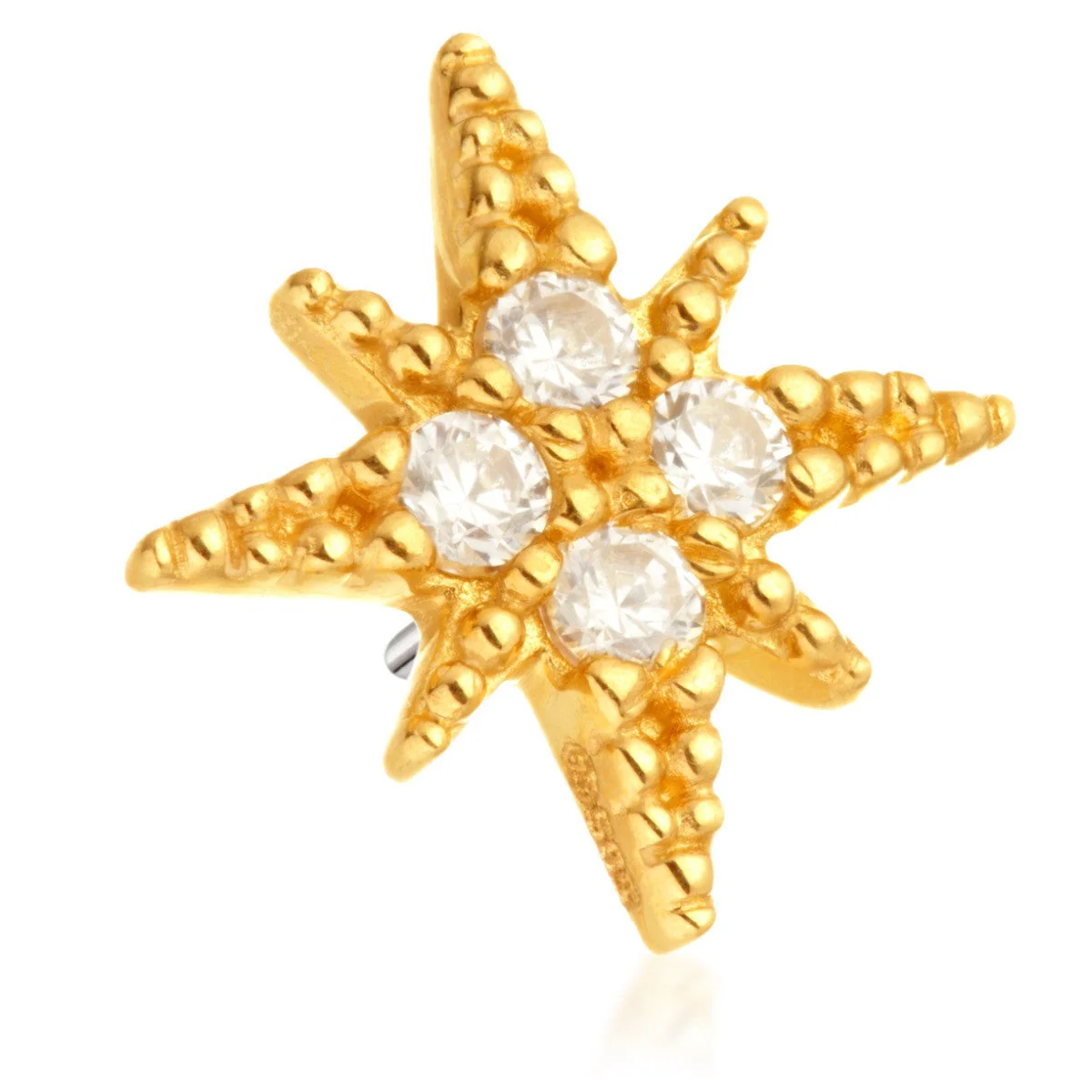 TL - 14ct Threadless Gold Gem North Star Pin Attachment - Image 2