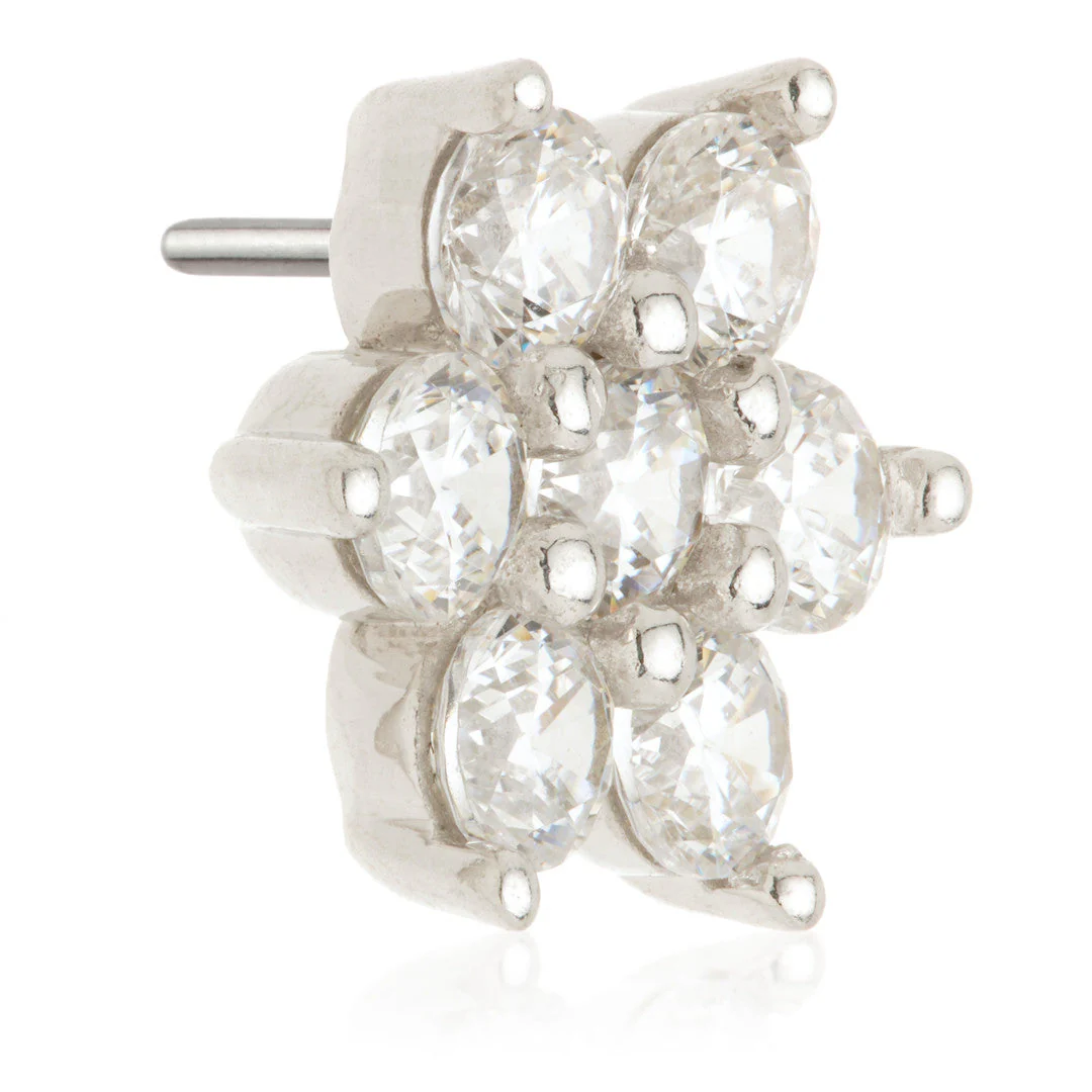 TL - 14ct Threadless Gold Jewelled Flower Pin Attachment - Image 2
