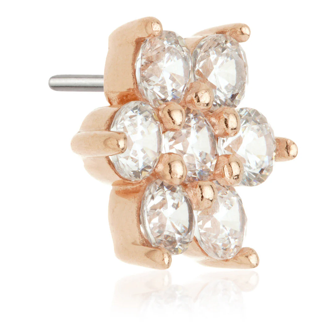 TL - 14ct Threadless Gold Jewelled Flower Pin Attachment - Image 3