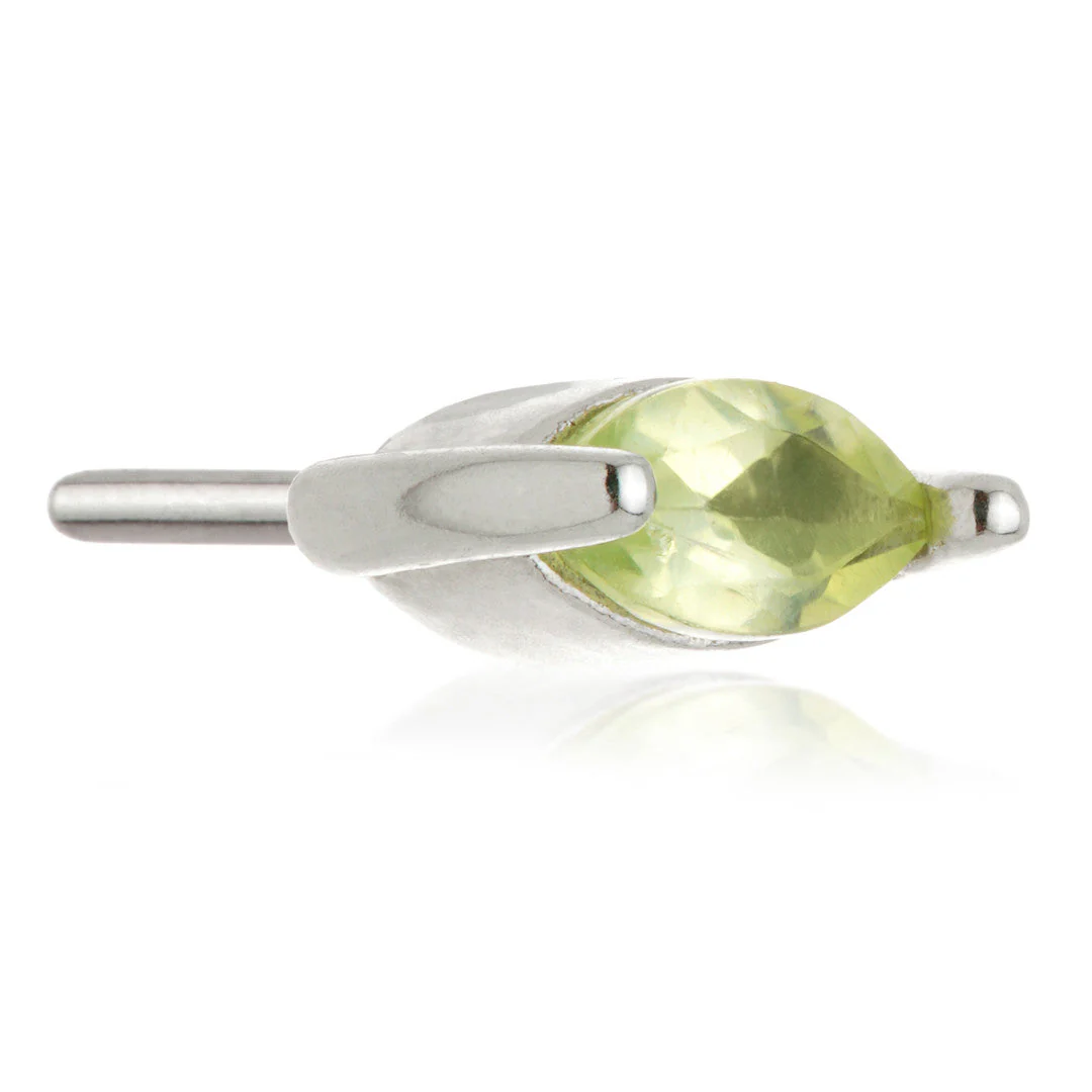 TL - 14ct Threadless Gold Marquise Peridot Pin Attachment - Image 2