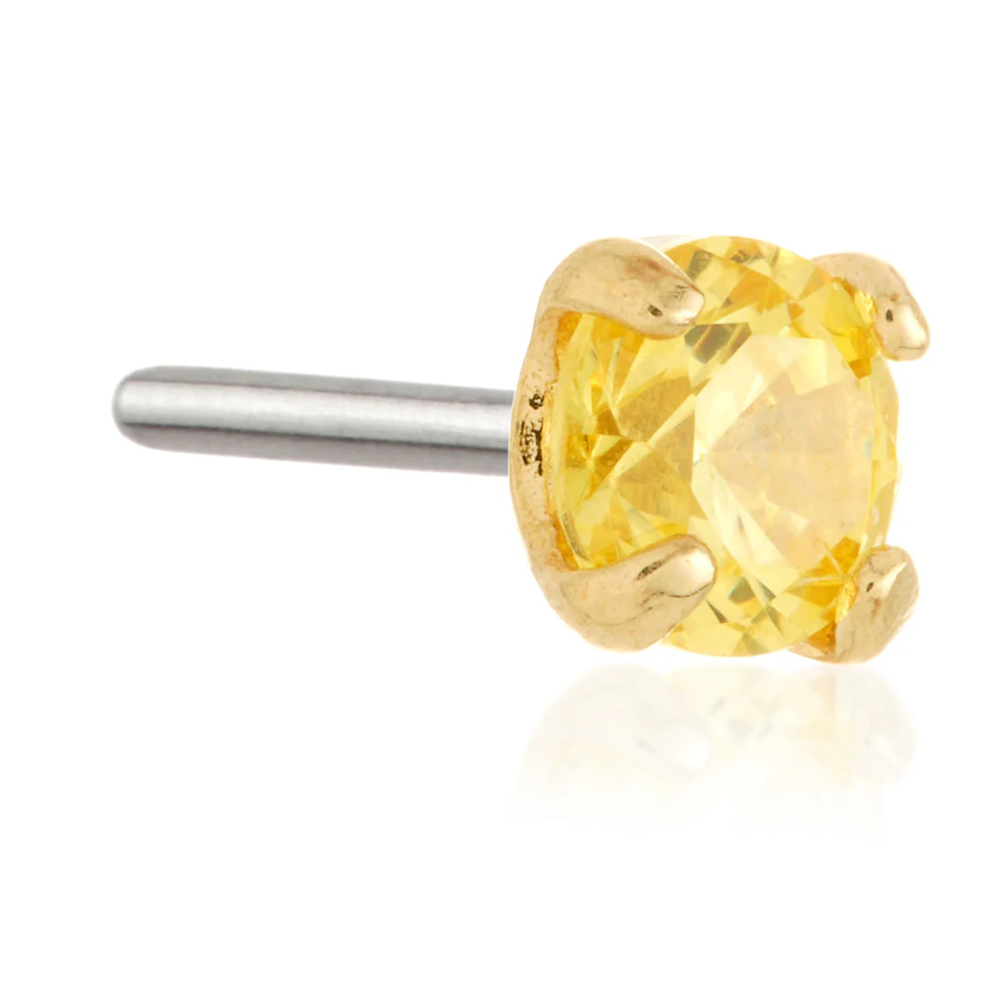 TL - 14ct Threadless Gold Prong Set Gem Pin Attachment - Image 3