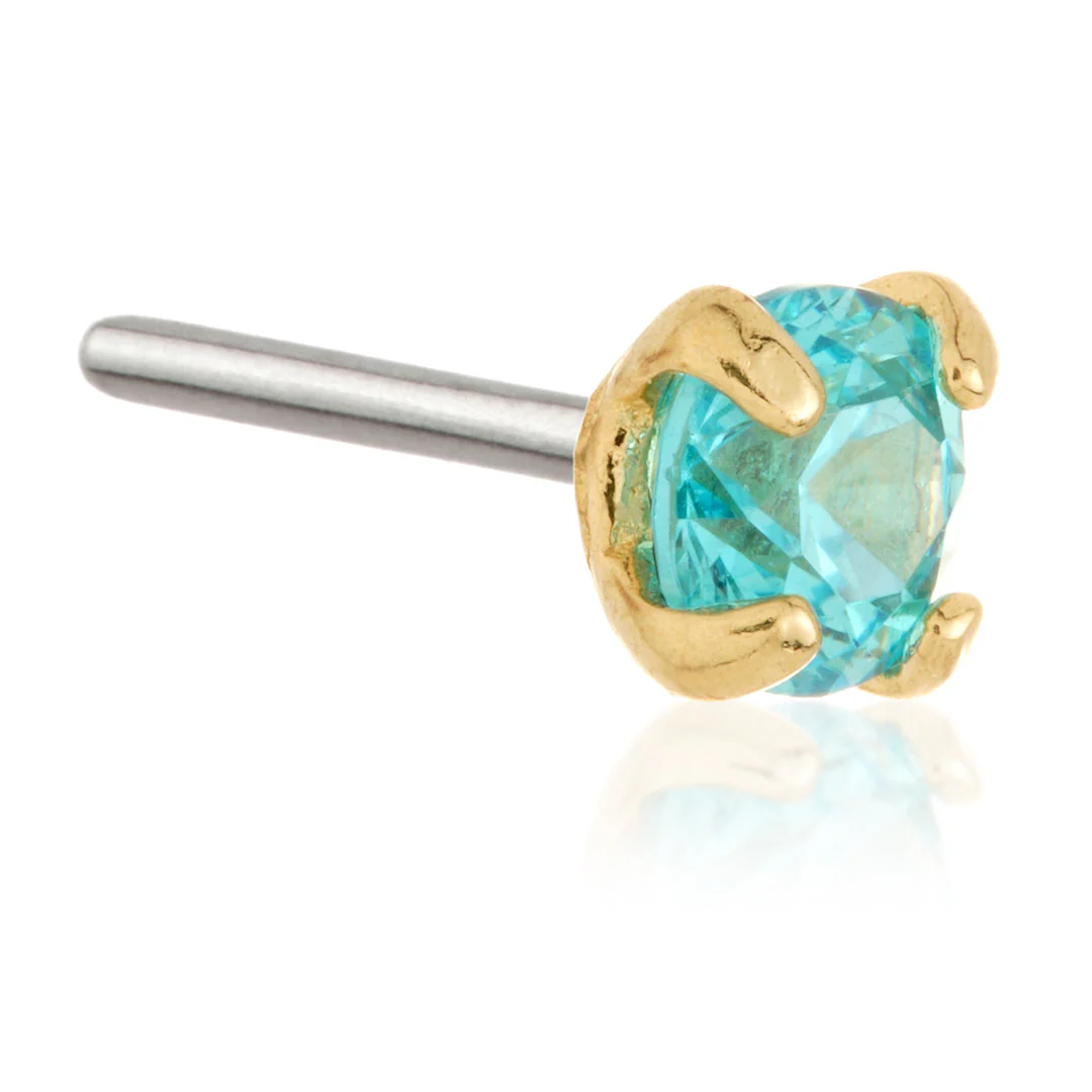 TL - 14ct Threadless Gold Prong Set Gem Pin Attachment - Image 4
