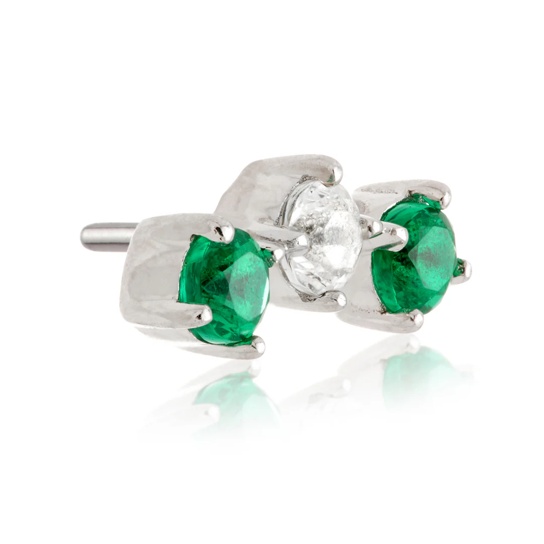TL - 14ct Threadless Gold Semi-Precious Triple Gem Gem Pin Attachment - Image 7